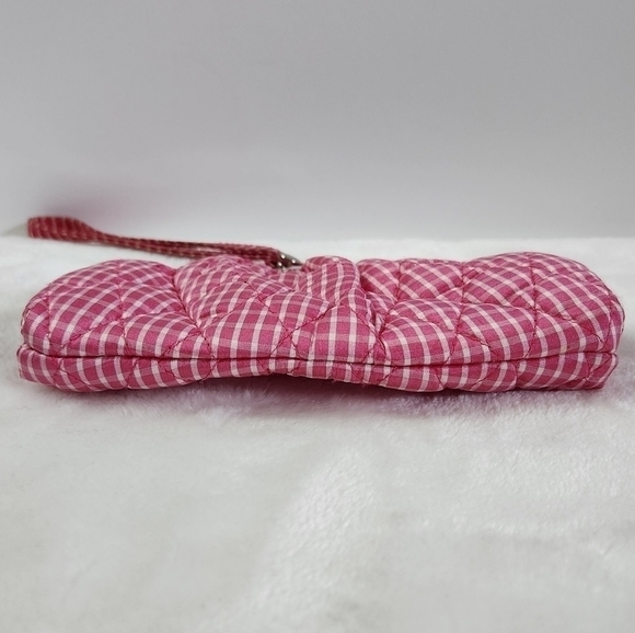 Vera Bradley Limited Edition Pink White Gingham Silk Collection Clutch Wristlet - Picture 5 of 14